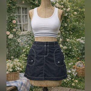 Vintage Y2K Nautica, Nylon Black Mini Skirt